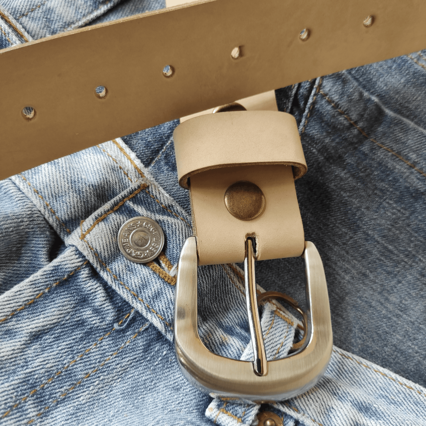 Beige Full Grain Leather Belt - Atitlan Leather