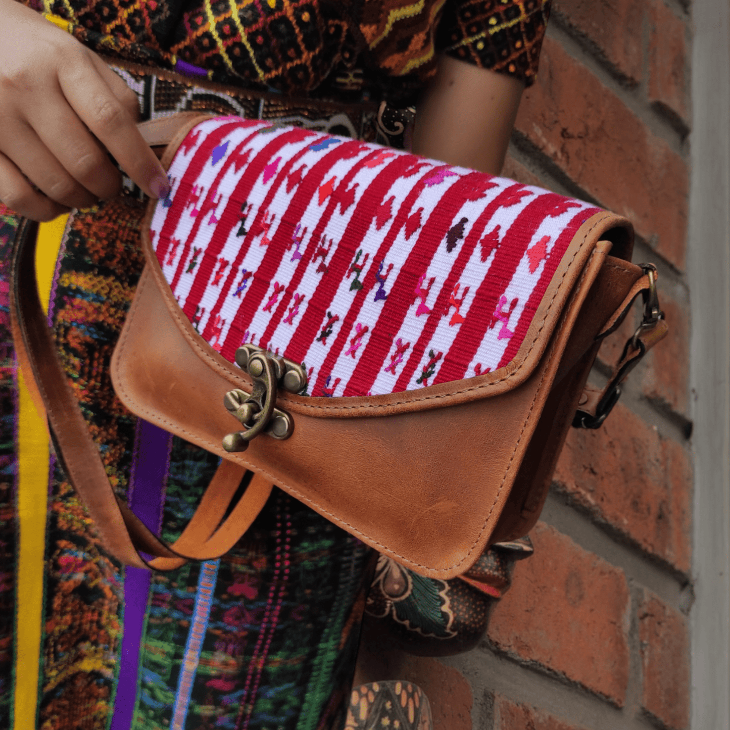 Mayan Fabric Crossbody Bag - Atitlan Leather