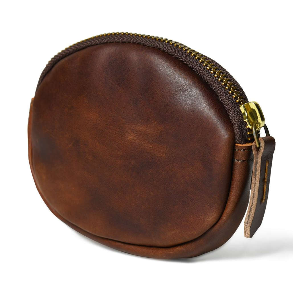 Handmade Leather Coin Purse with Zipper