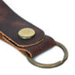 Full grain leather key fob with brass snap and metal ring