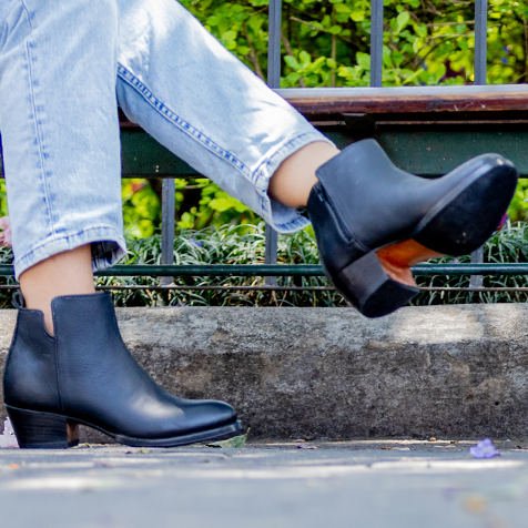 Womens Black Leather Ankle Boots - Handmade Classic Low Cut Style - Atitlan Leather