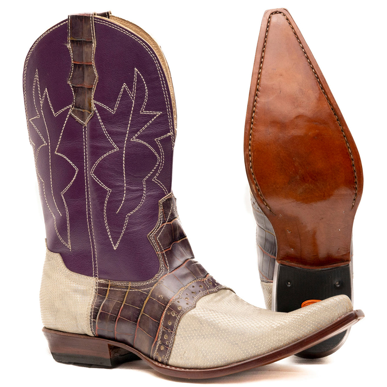 Mexican Double Stitched Cowboy Boots with perforations