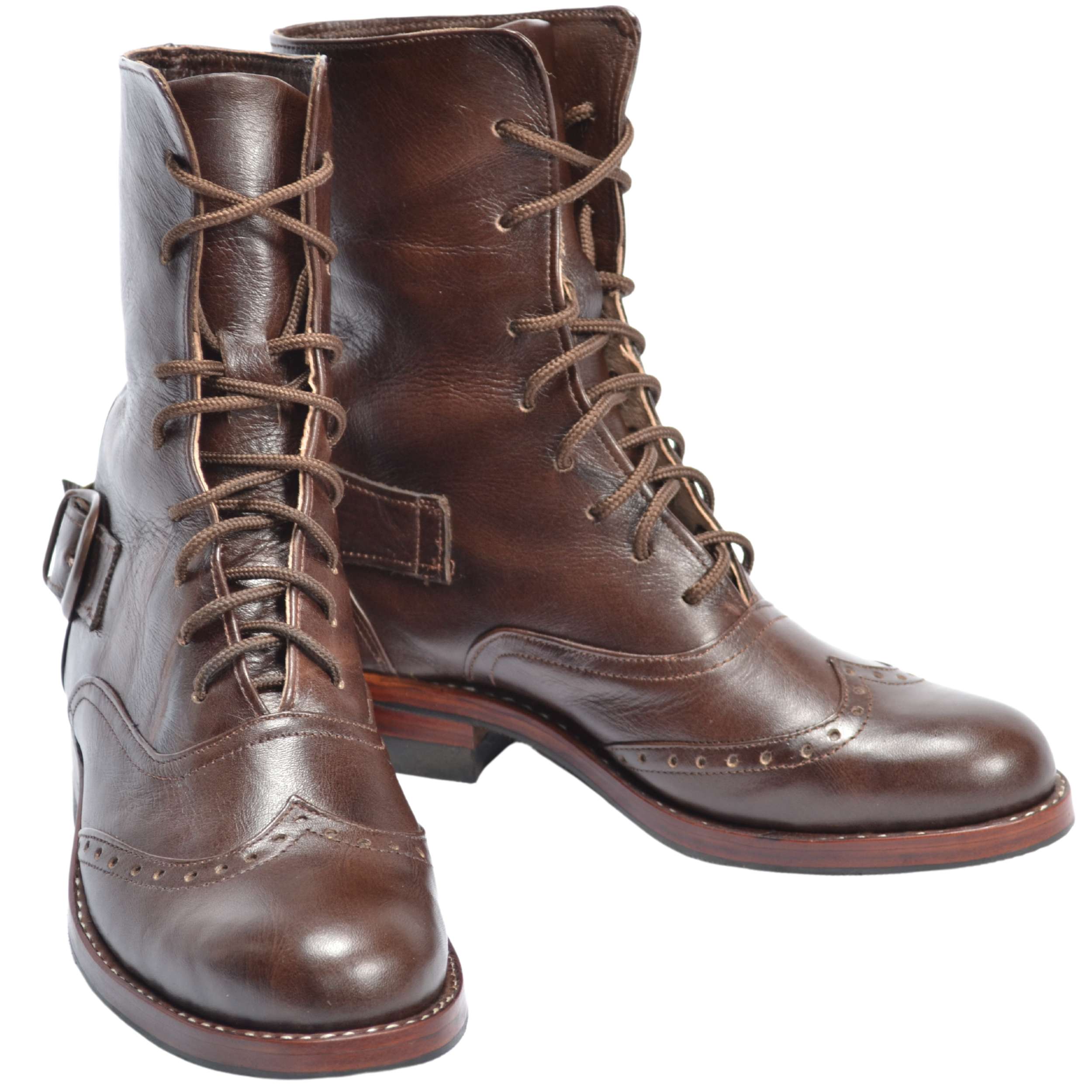 Leather lace up boots