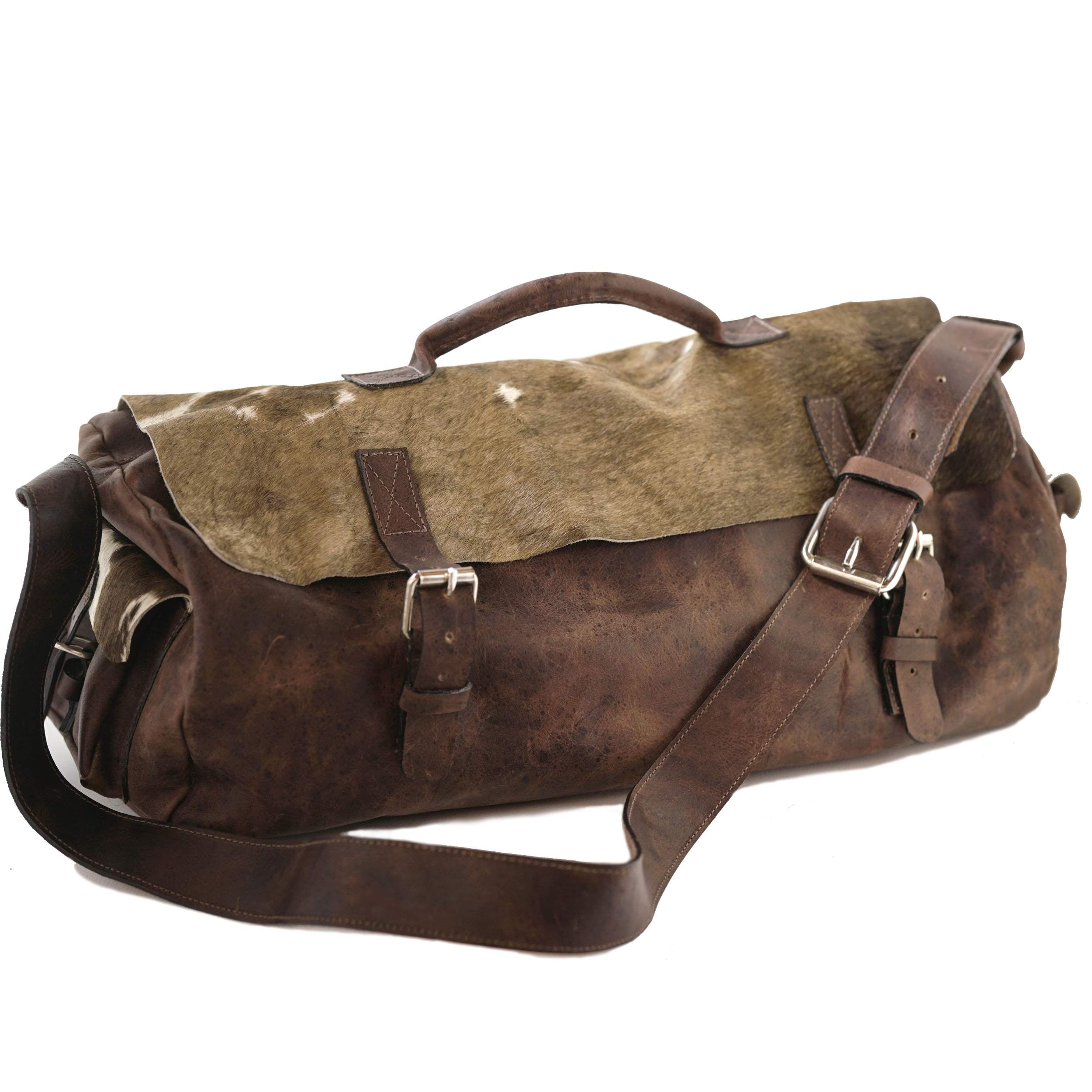 Leather duffle bag discount uk