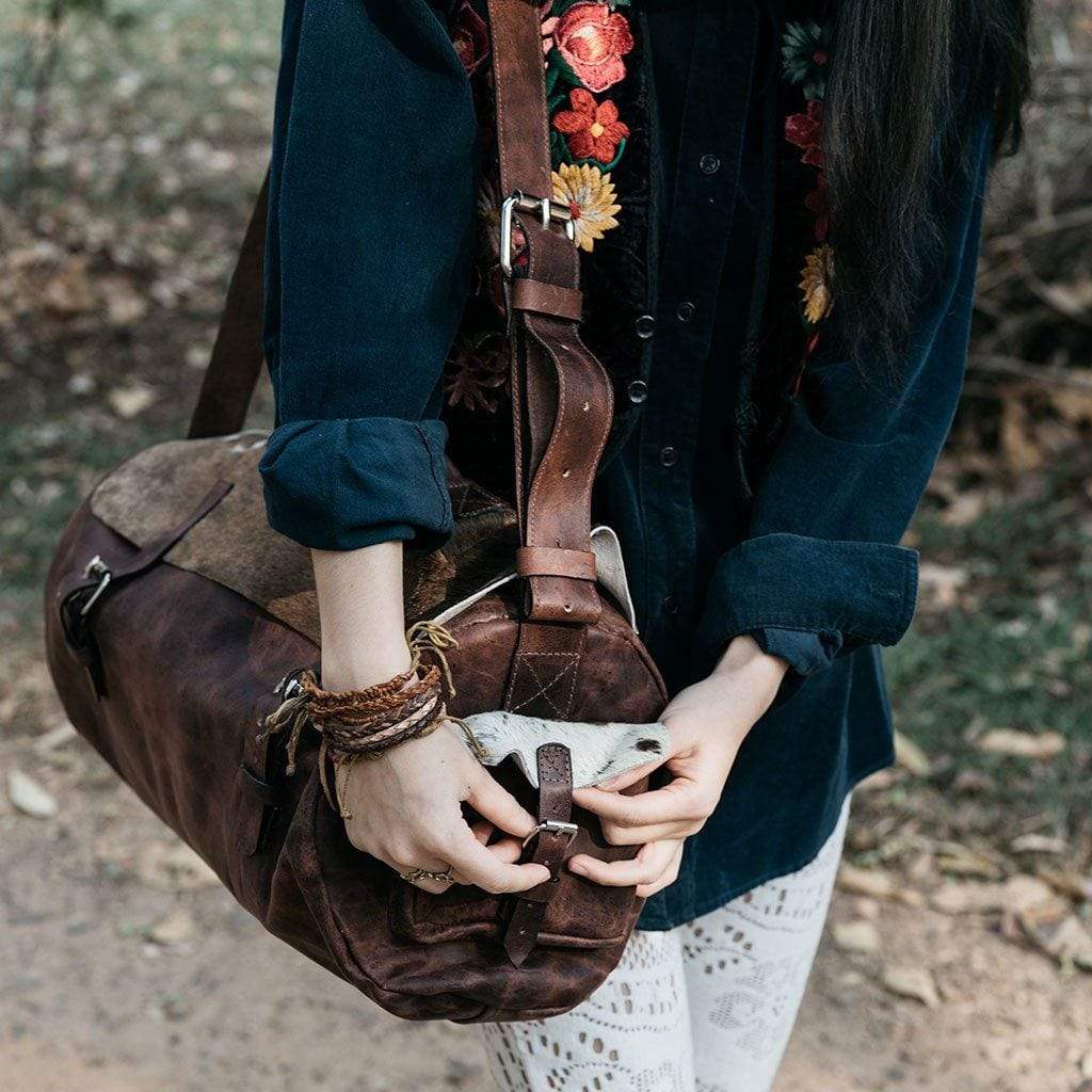 Handmade leather duffle clearance bag