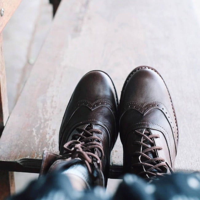 Brown Leather Victorian Ankle Boots - Atitlan Leather