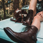 Brown Leather Victorian Ankle Boots - Atitlan Leather