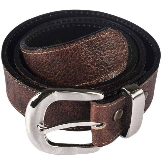 Brown Leather Money Belt | Belt with Hidden Zipper Pocket