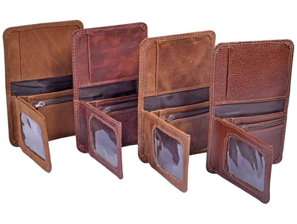 Mens Leather Wallet with Coin Pocket and ID Window - Atitlan Leather