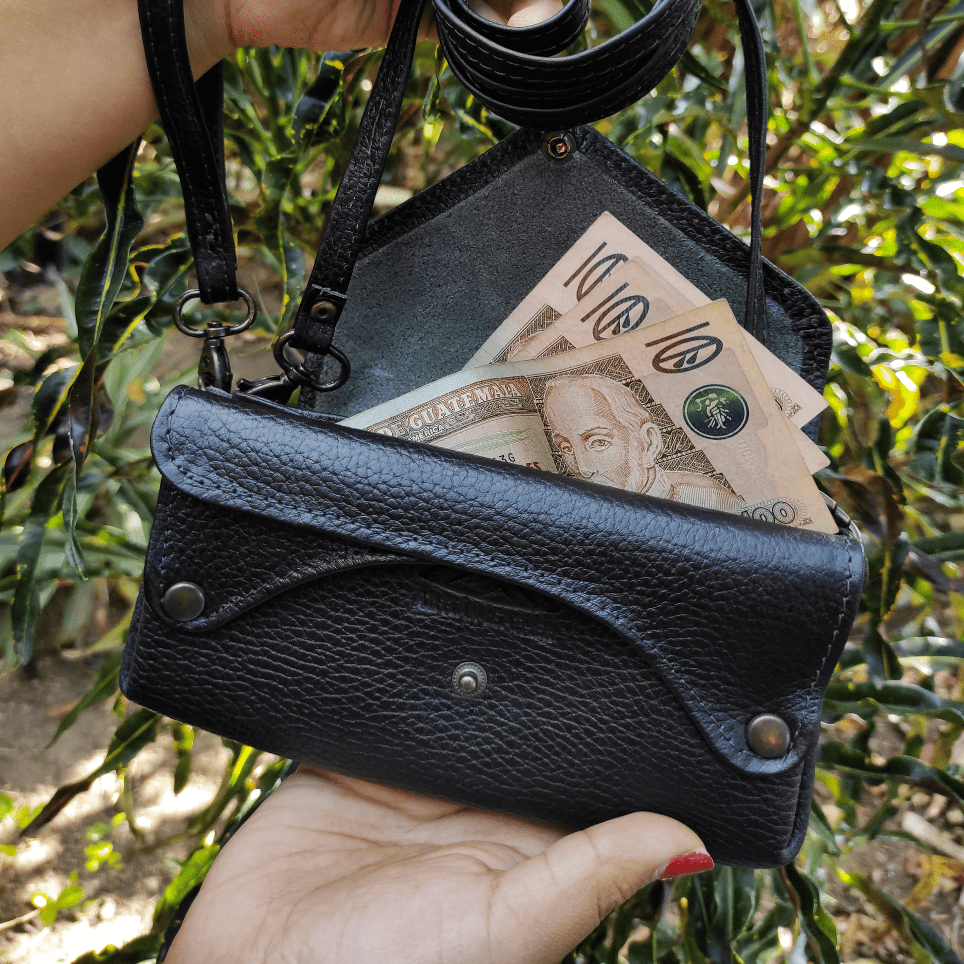 Black Leather Wristlet & Leather Crossbody Purse - Atitlan Leather