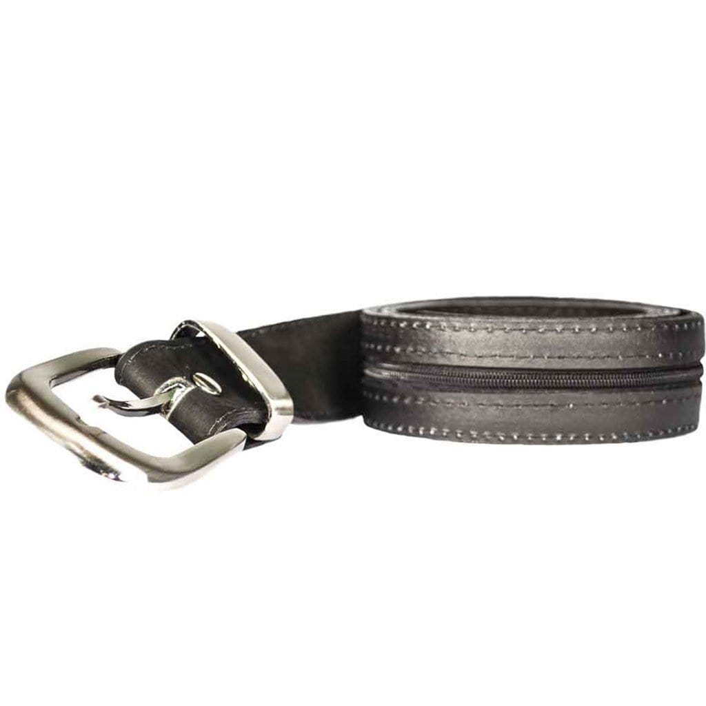 Black Suede Leather Money Belt - Atitlan Leather