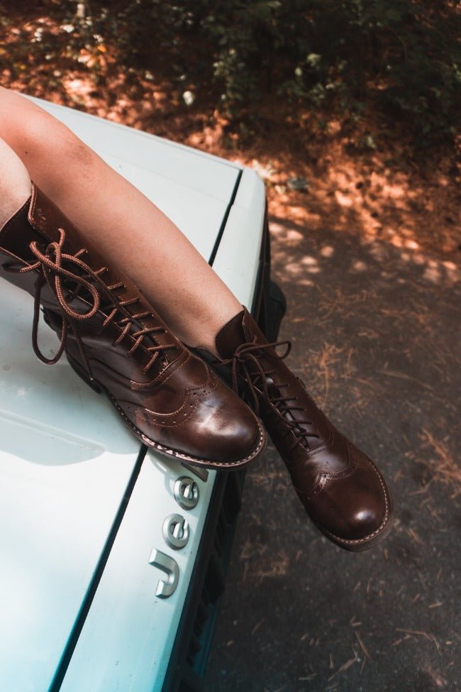 Brown Leather Victorian Ankle Boots - Atitlan Leather