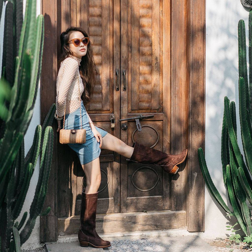 Brown Slouchy Suede Boots - Atitlan Leather