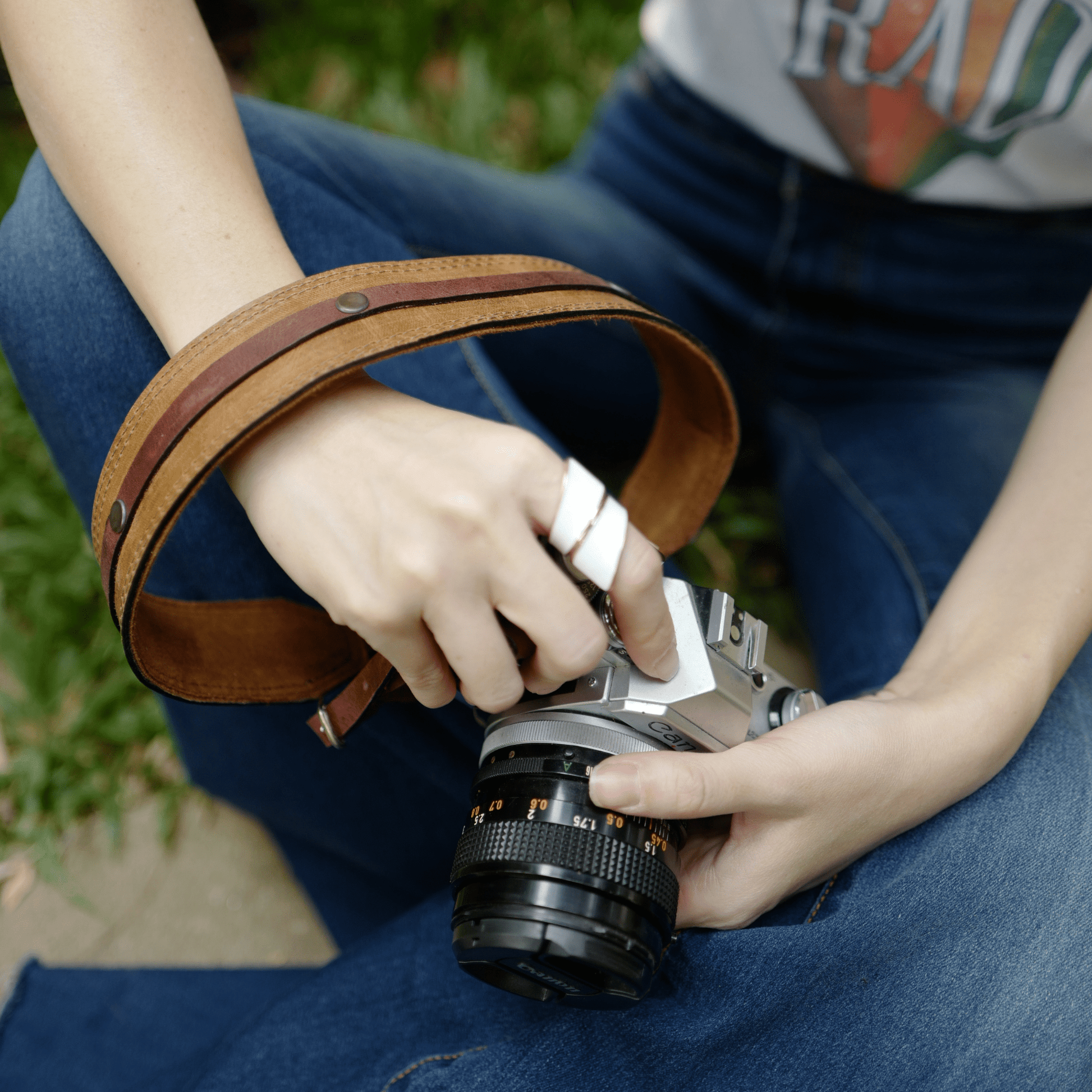 Dual Color Leather Camera Strap - Atitlan Leather