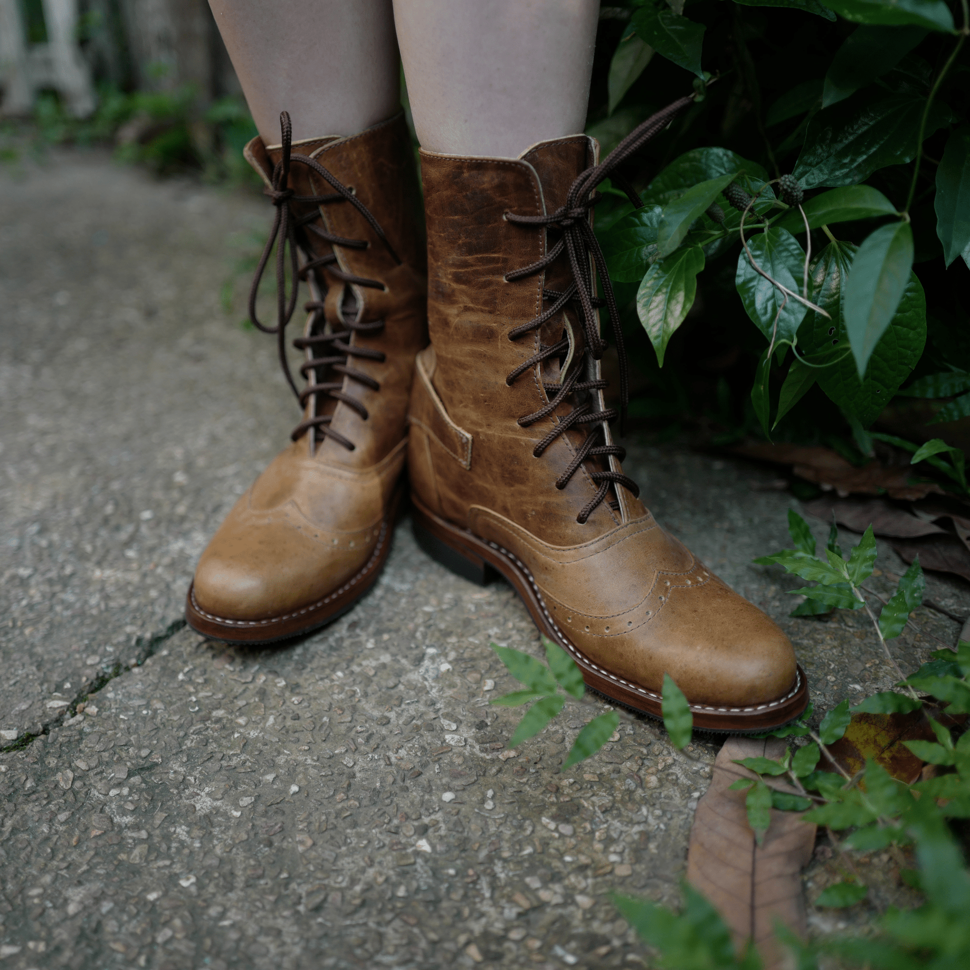 Light Brown Victorian Ankle Boots - Atitlan Leather