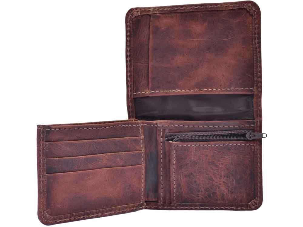 Mens Leather Wallet with Coin Pocket and ID Window - Atitlan Leather