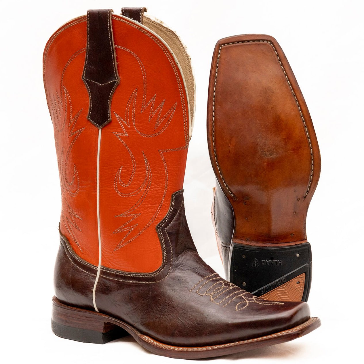 Square Toe Double Stitched Cowboy Boots - Atitlan Leather