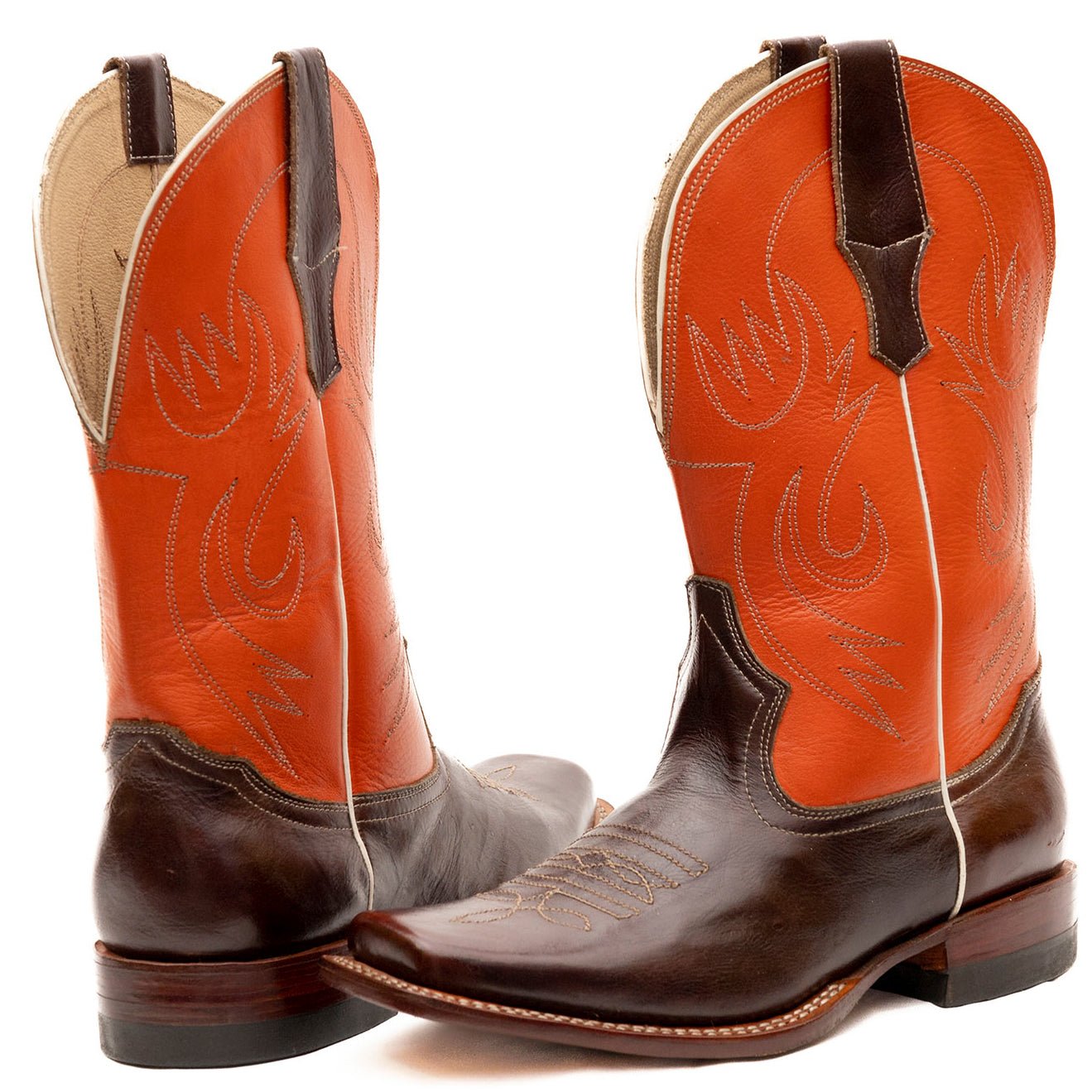 Square Toe Double Stitched Cowboy Boots - Atitlan Leather