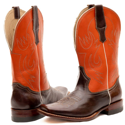 Square Toe Double Stitched Cowboy Boots - Atitlan Leather